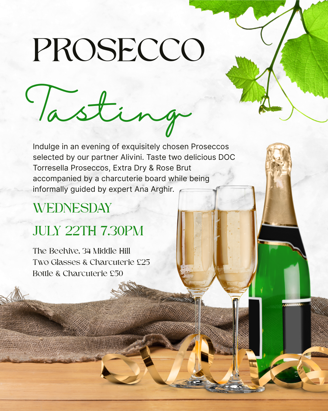 Prosecco Tasting at The Beehive